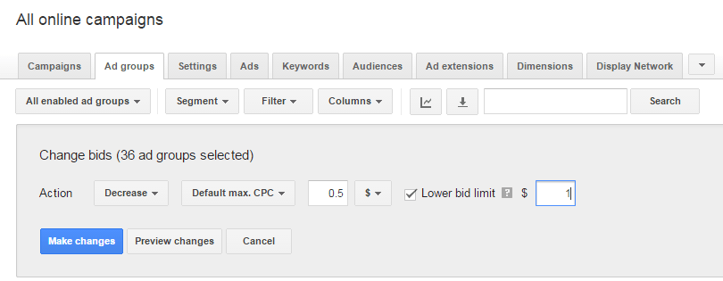 bulk edits in adwords 3