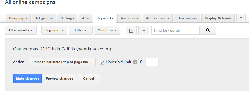 bulk edits in adwords 4